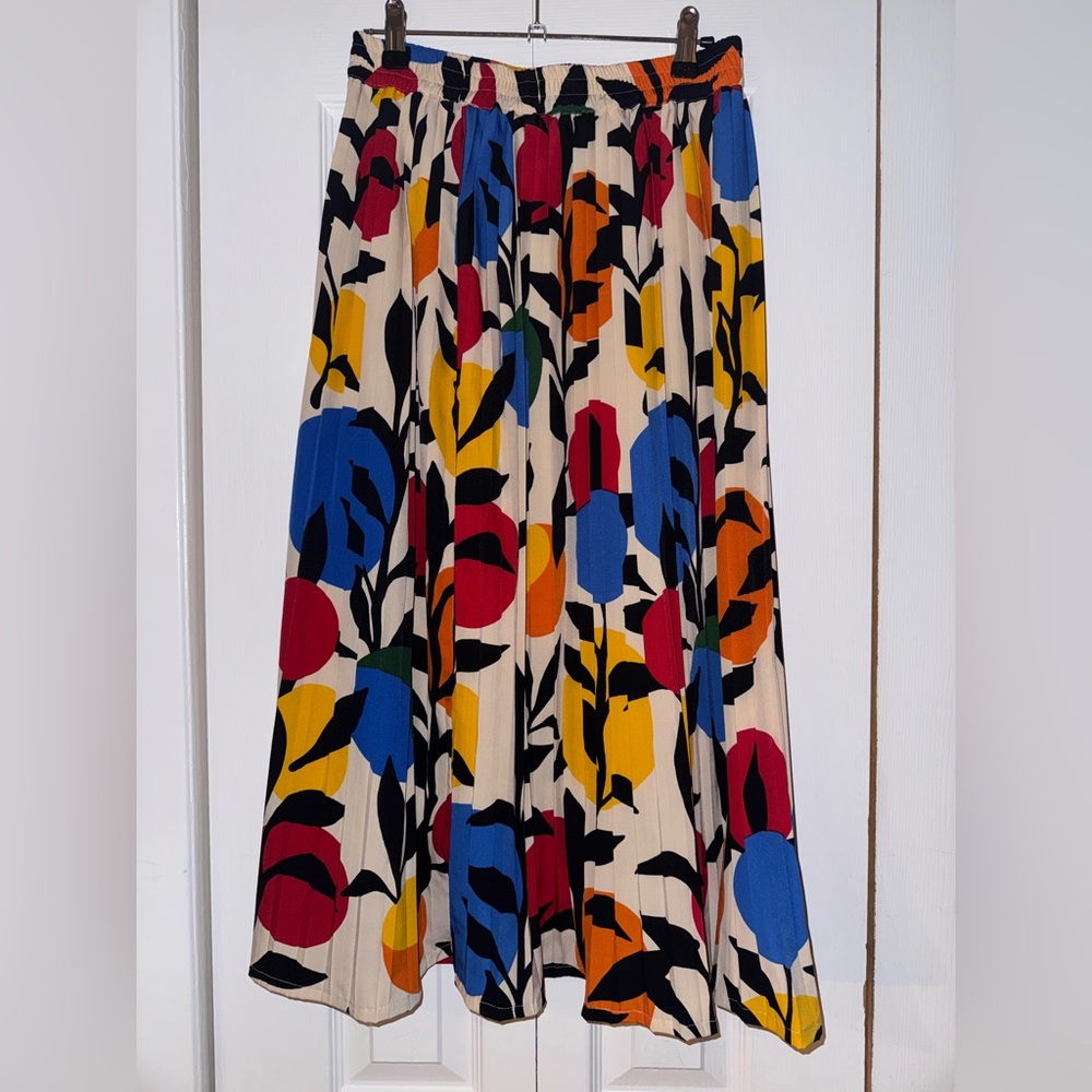 Elegant Multicolor Floral A-Line Skirt